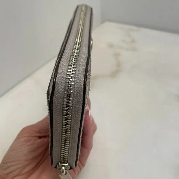 Coach Gray Snakeskin Leather Accordion Style Zip Around Wallet - Picture 6 of 16